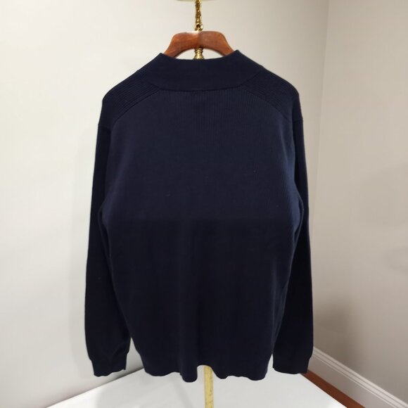 EXPRESS NAVY BLUE 1/2 PRESS STUD BUTTONS HIGH COLLAR KNIT SWEATER MEN XXL - Picture 6 of 6